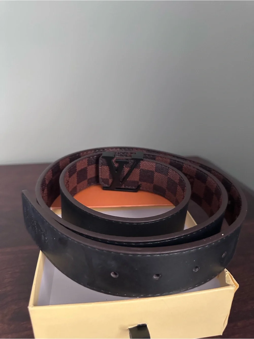 Louis Vuitton Initiales M9213 Belt 125/50 Black Leather Silver LV Buckle + Box